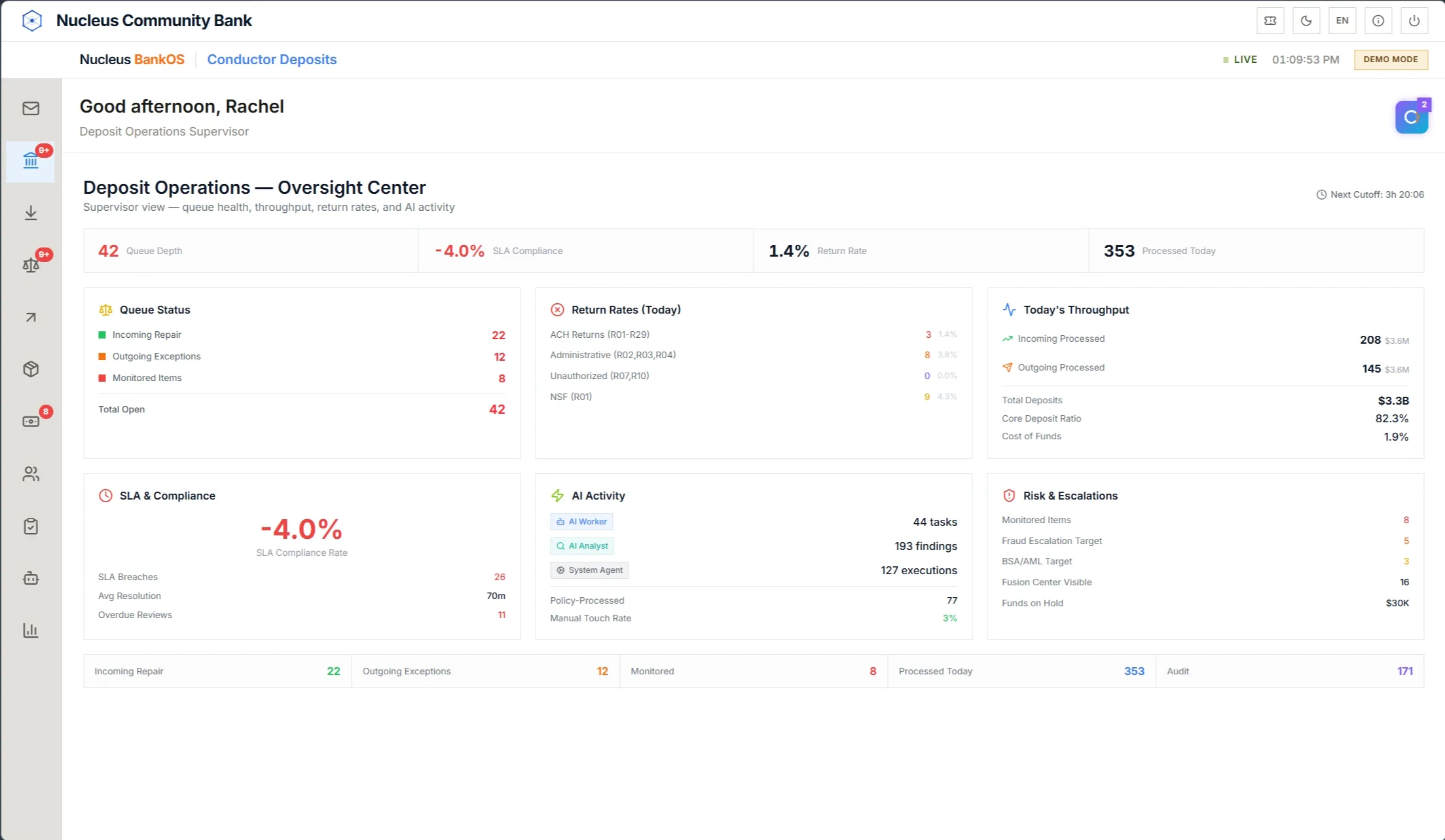 Nucleus BankOS Conductor deposit operations oversight center